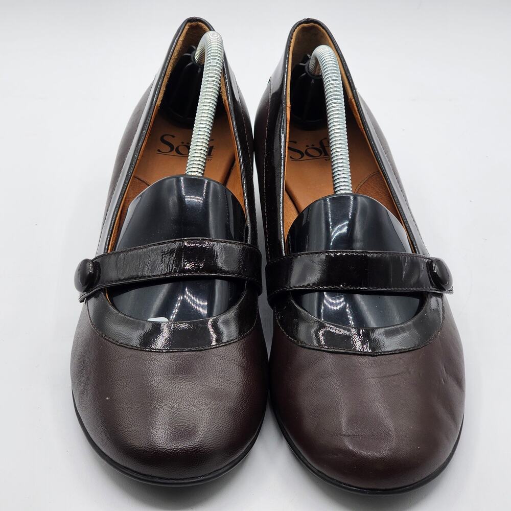 Sofft Mary Janes Womens 8.5 Leather Two-Tone Brown Heel Closed Toe Comfort Shoe